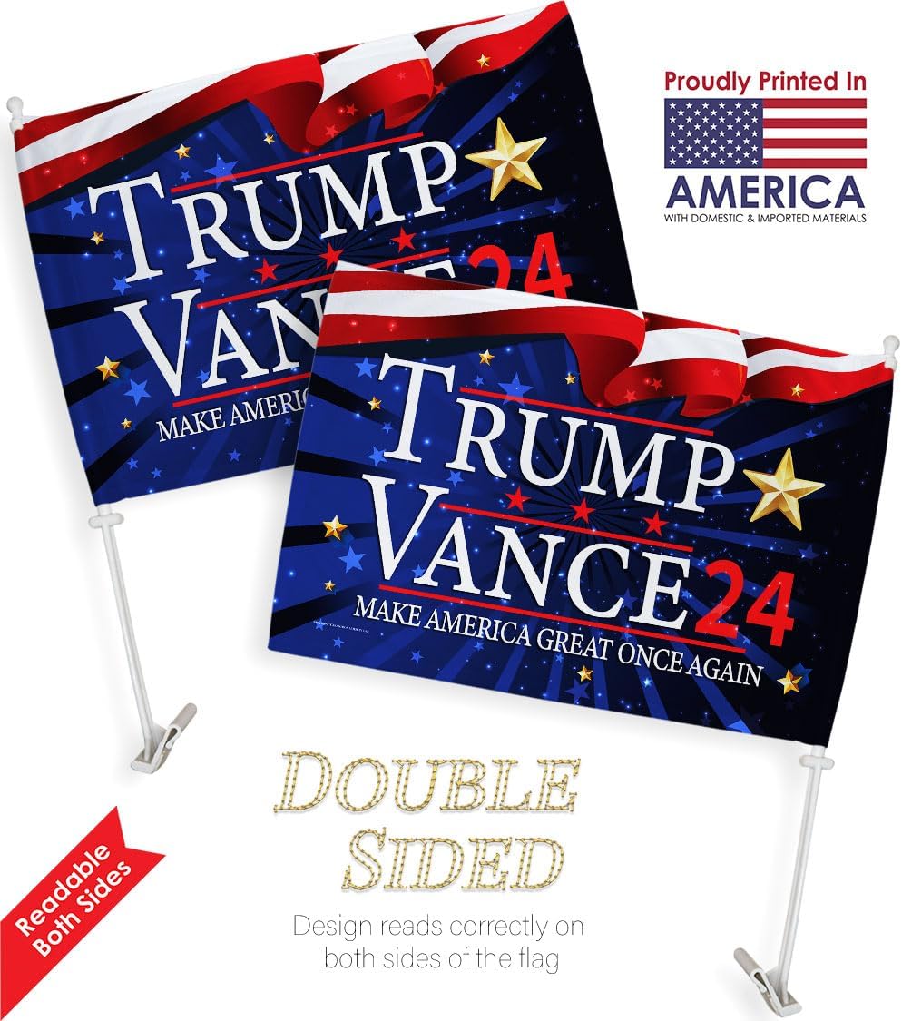 Trump Vance 2024 Flag Flag For Car Red Bandera Para Carros Window Clip Pole Mount Kit Rally Shooting 2024 Poster President 47 Auto Decor MAGA Sign Outdoor Decorations Republican Gift Made In USA