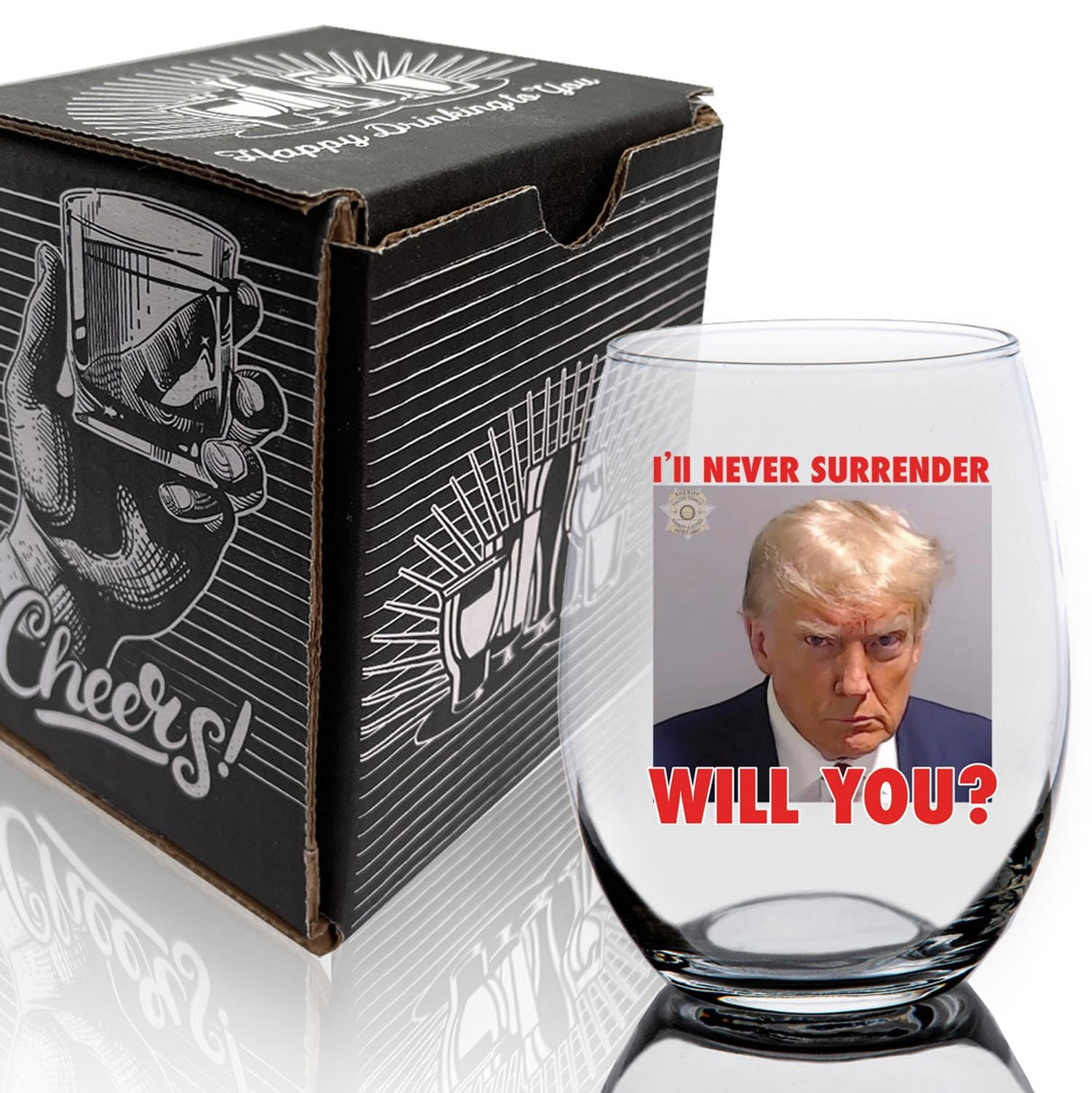 Trump Mugshot Shot Glass | Trump Lovers Gift | Gift for Him - Set of 4 (2 oz)