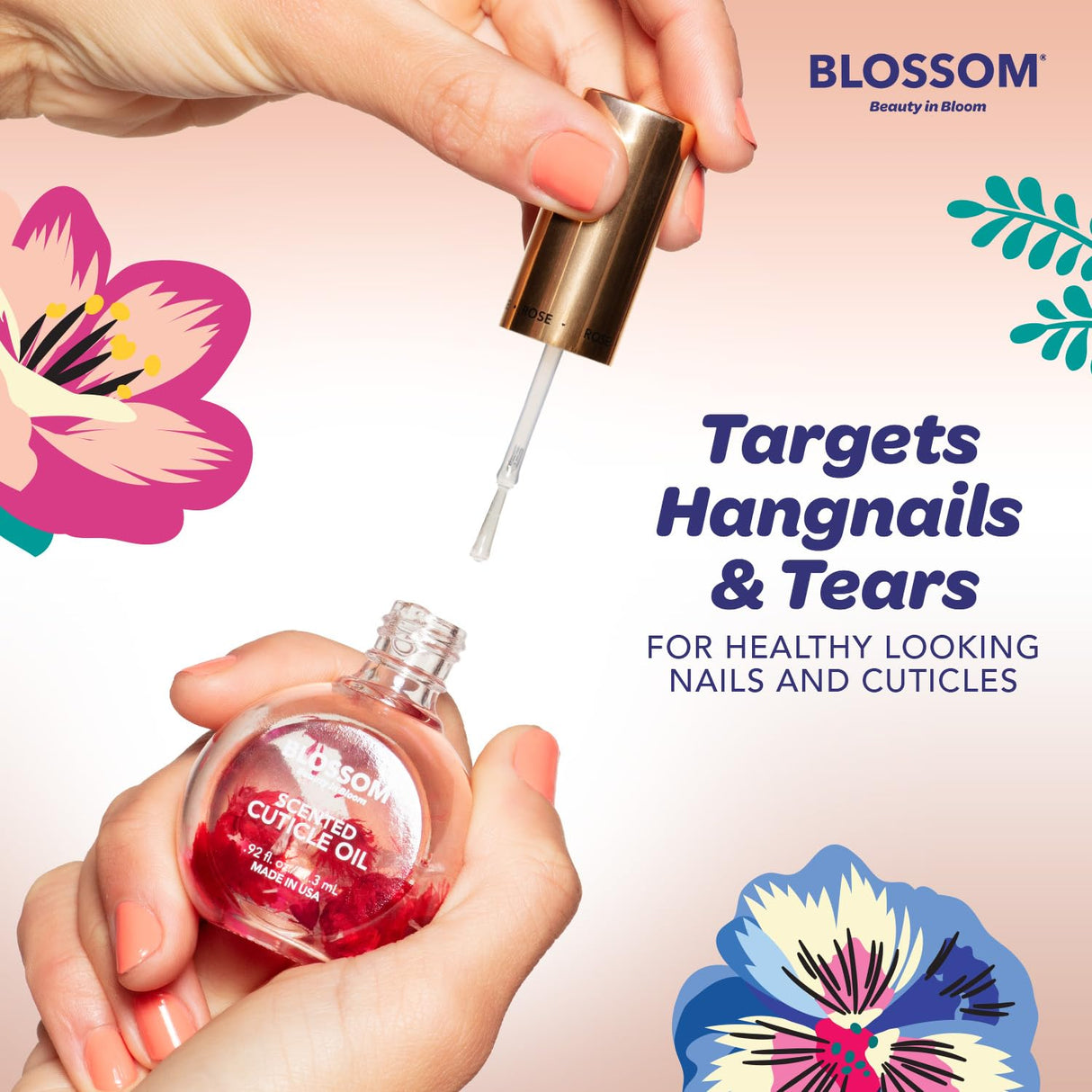 Blossom Scented Cuticle Oil, Infused with Real Flowers, Hydrating, Moisturizing, Strengthening, Made in USA, 0.5 fl. oz, Amazon Exclusive, Watermelon