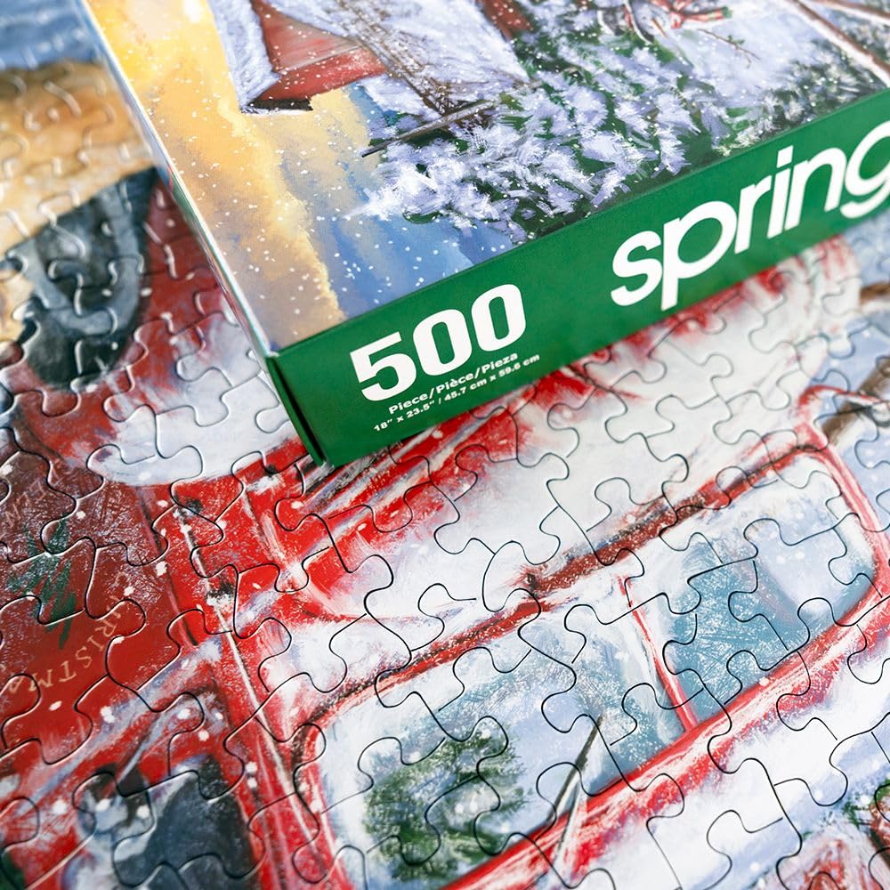 Springbok's Holidays on The Farm 500 Piece Jigsaw Puzzle Features A Nostalgic Winter Themed Puzzle for The Holidays
