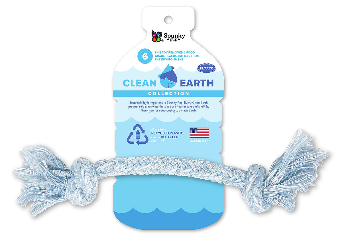 Spunky Pup Clean Earth Recycled Rope Dog Toy | Made in USA | Made from 100% Recycled Water Bottles, Small, Blue, (7121)