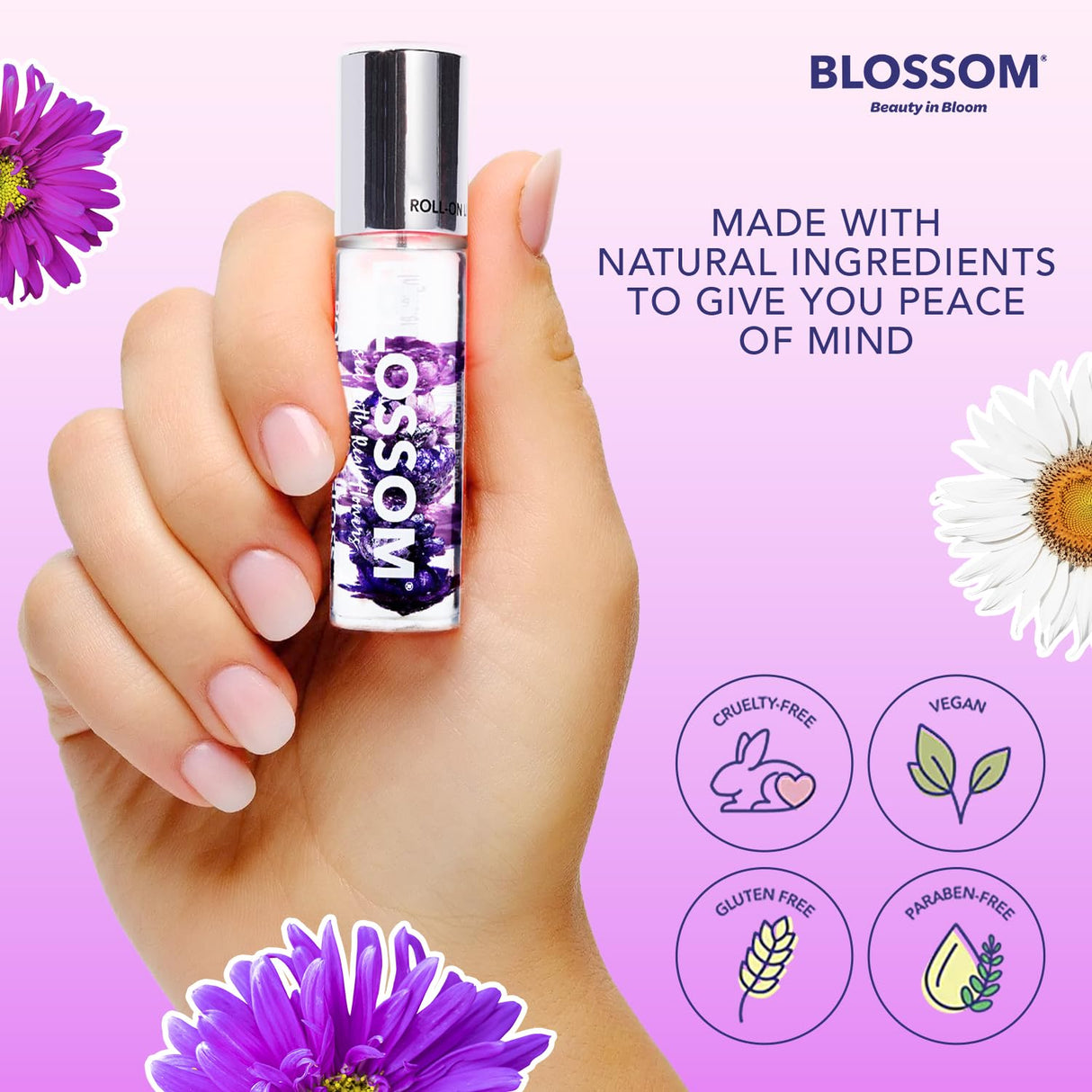 Blossom Scented Roll on Lip Gloss, Infused with Real Flowers, Made in USA, 0.20 fl. oz./5.9ml, Watermelon