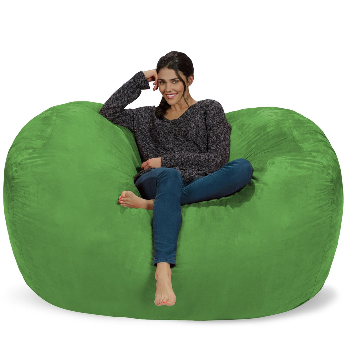 Chill Sack Bean Bag Chair: Huge 6' Memory Foam Furniture Bag and Large Lounger - Big Sofa with Soft Micro Fiber Cover - Red Furry