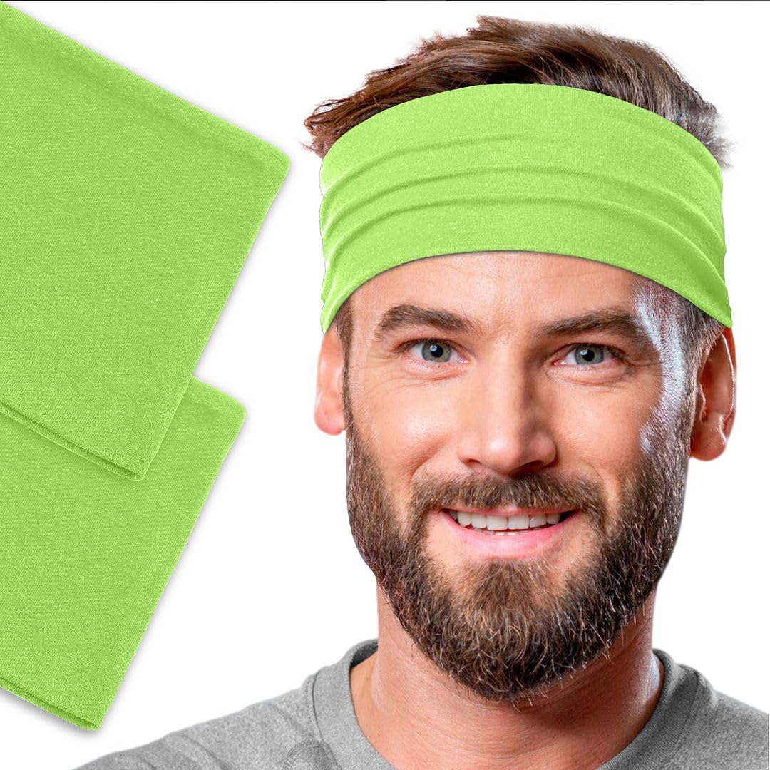 Men's Cotton Headbands Sweatbands 5" Wide Sports Fitness Yoga Fashion Made in USA