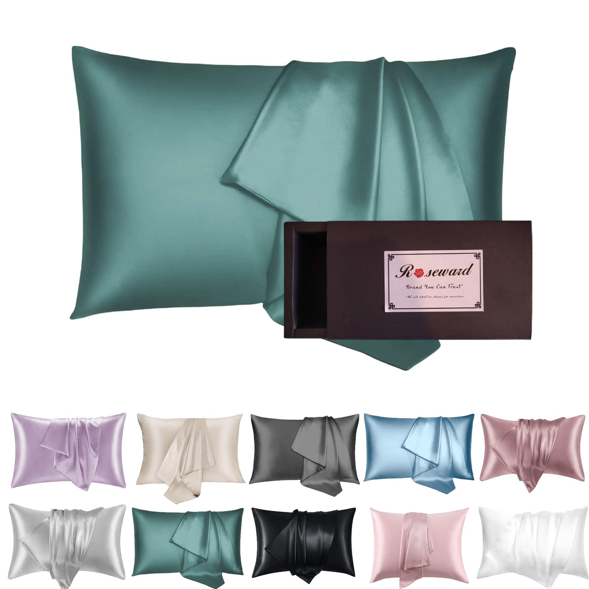 Silk Pillow Cases with Zipper Made in USA-Organic 19 Momme Mulberry Silk Pillowcase for Hair and Skin-6A Grade, Dark Grey, Anti Wrinkle, Anti Acne (Slate Grey 2 Pack, Queen 20''x30'')