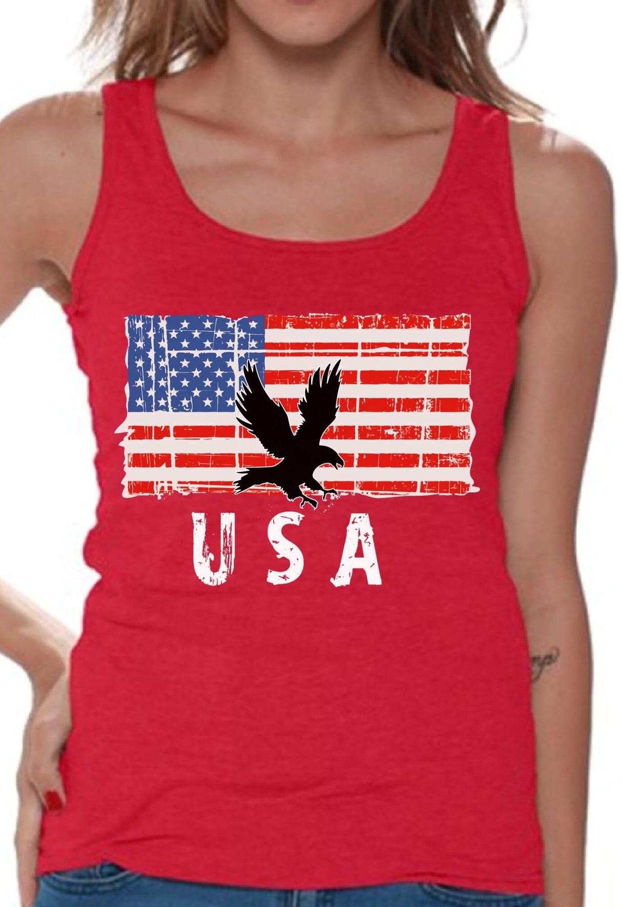 Awkward Styles Eagle USA Women Tank Top Made in The USA Military Shirt for Women