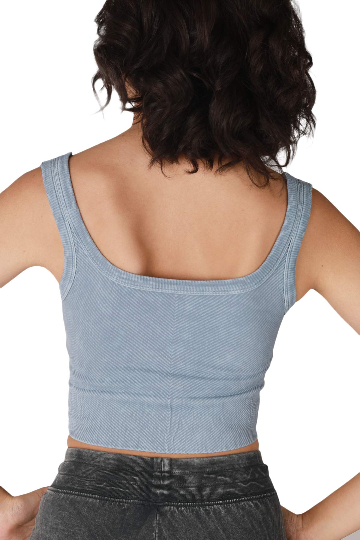 NIKIBIKI Women Seamless Vintage Chevron Ribbed Crop Top, Made in U.S.A, One Size