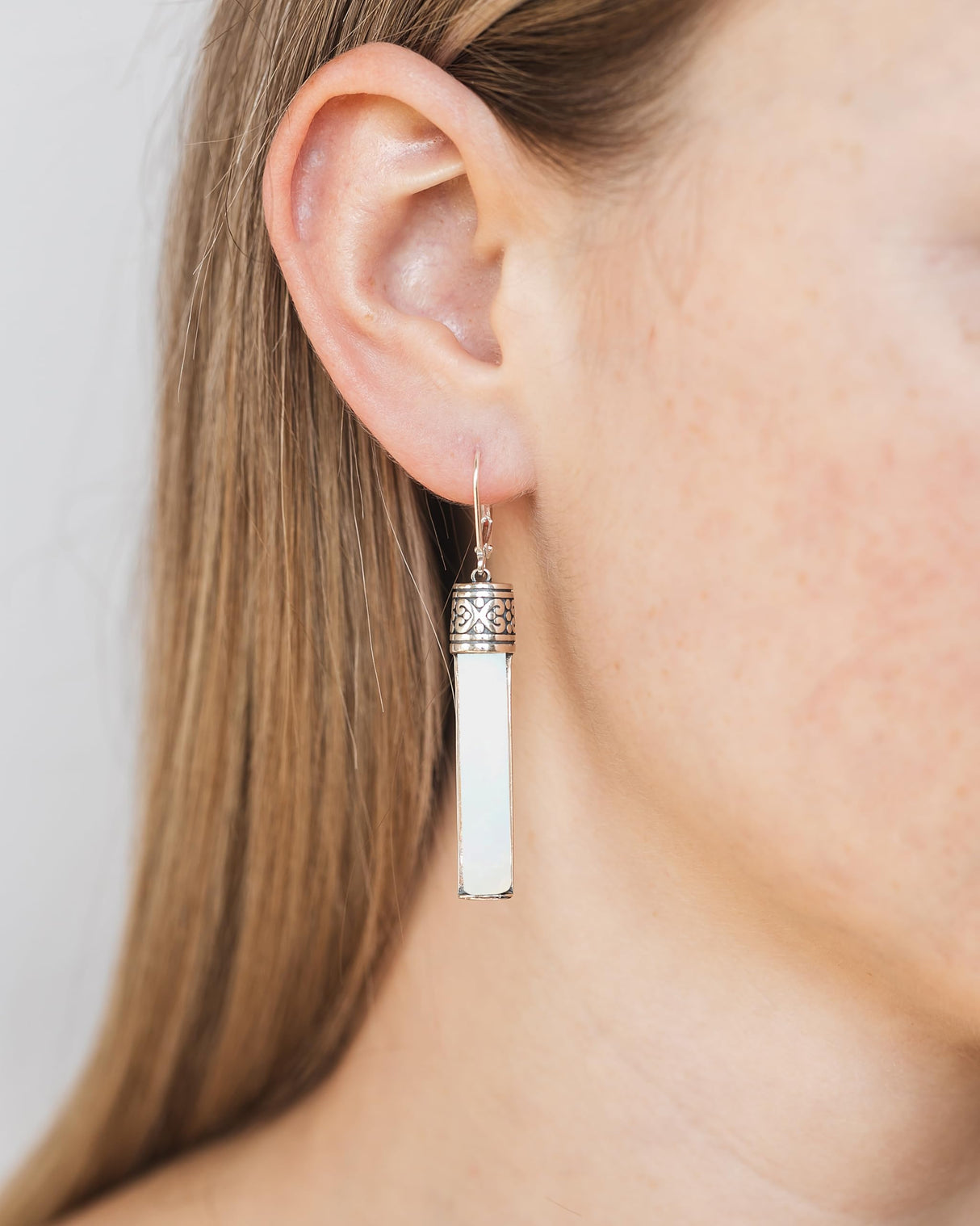 Recycled Antique Bottle and Dishware and Sterling Silver Bottoms Up Lever Back Earrings (Vintage Mason Jar)