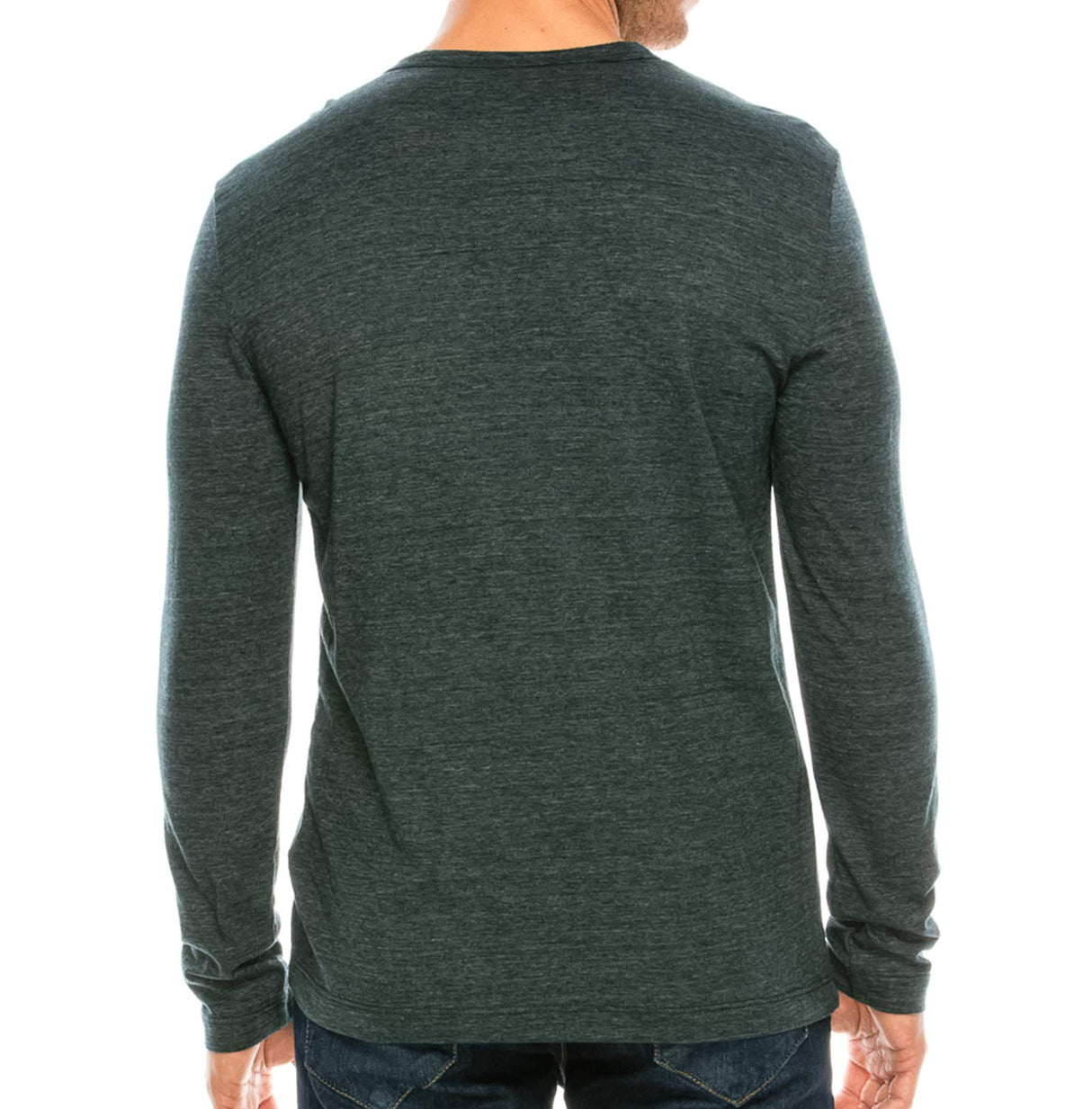 YURO-K Men's Binded Neck Premium Tri-Blend Classic Long Sleeve Crew Neck T-Shirt S-XX Large