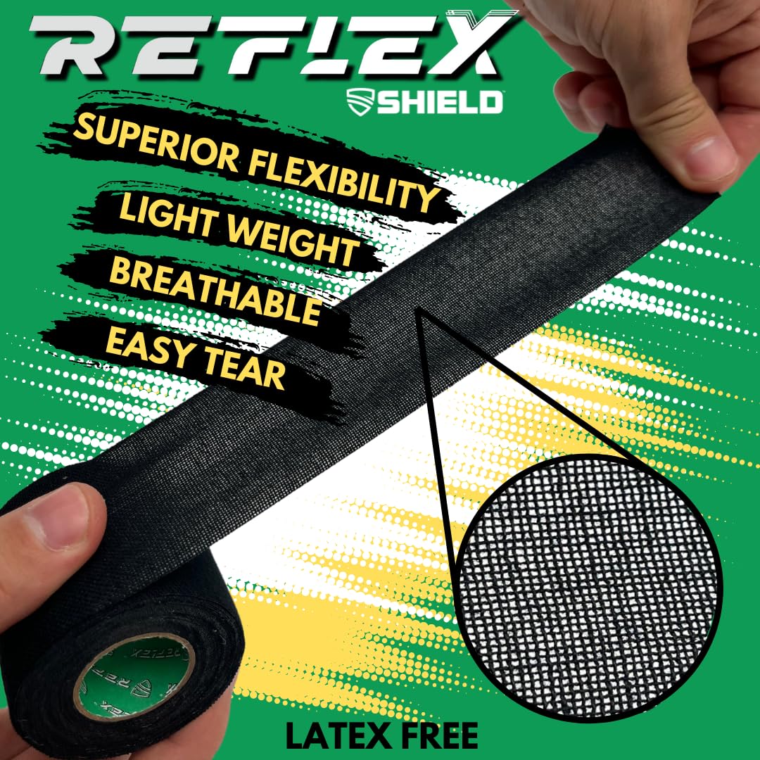 Shield Reflex | Stretch Athletic Tape, Tear by Hand, Made in USA, Thin, Flexible, Elastic Sports Tape, Spatting Football Tape 6 Pack (Midnight Blue, 2 Inch)
