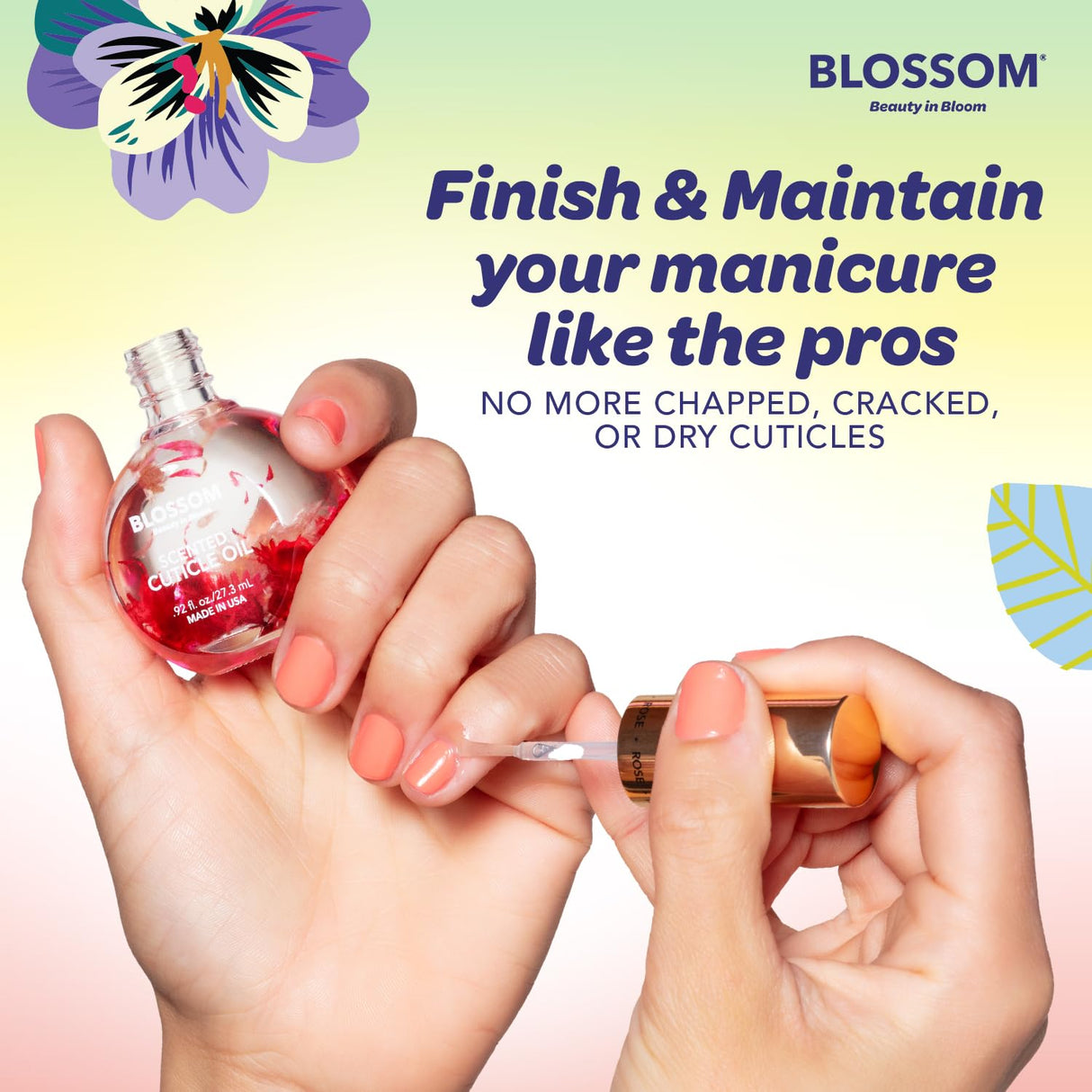 Blossom Scented Cuticle Oil, Infused with Real Flowers, Hydrating, Moisturizing, Strengthening, Made in USA, 0.5 fl. oz, Amazon Exclusive, Watermelon