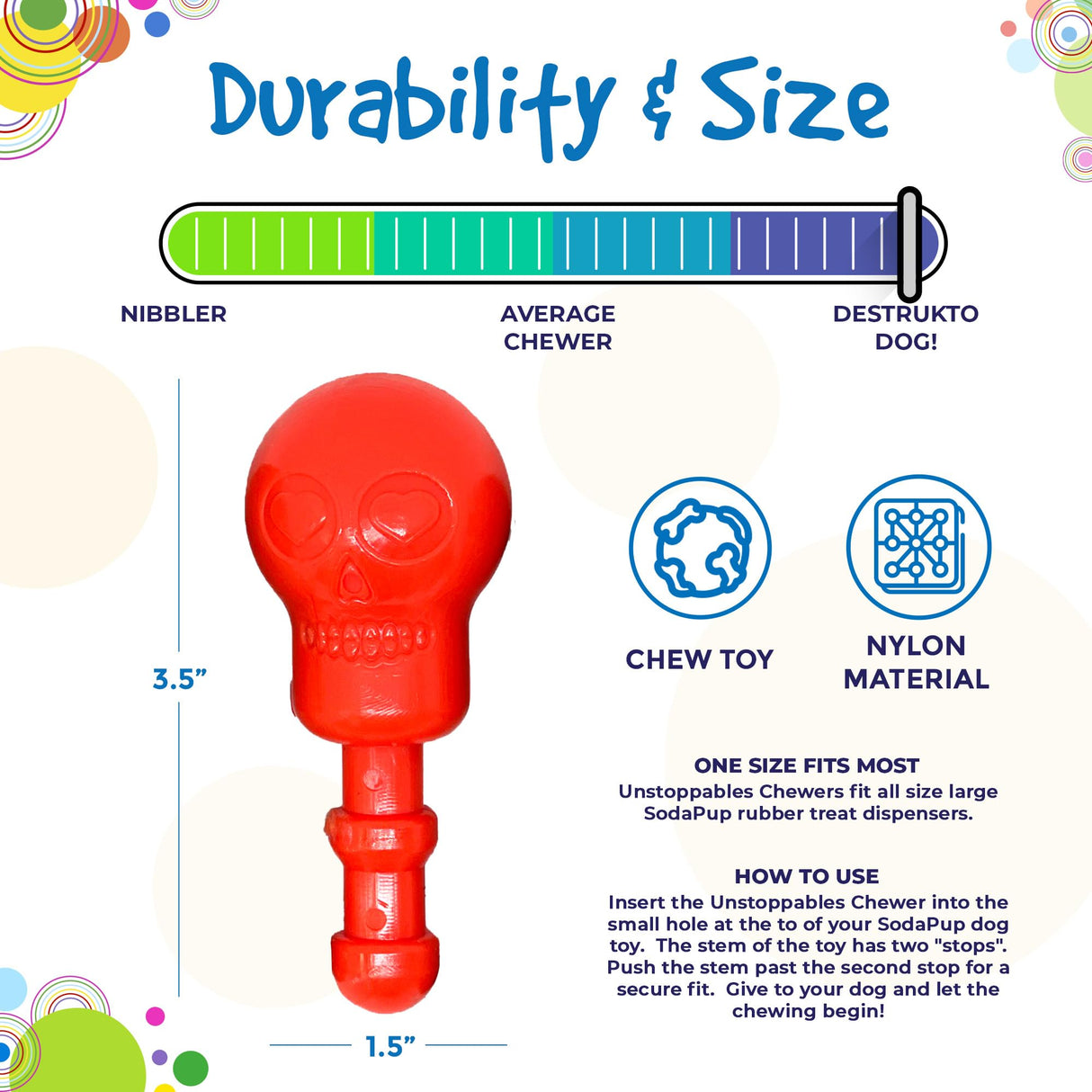 SodaPup Honey Pot – Durable Dog Treat Dispenser & Enrichment Toy Made in USA from Non-Toxic, Pet Safe, Food Safe Natural Rubber Material for Mental Stimulation, Problem Chewing, Calming Nerves, & More