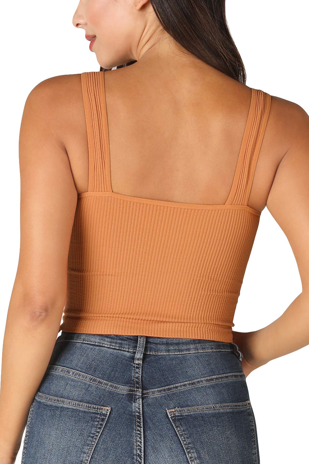 NIKIBIKI Women Seamless V-Neck Ribbed Crop Top, Made in U.S.A, One Size