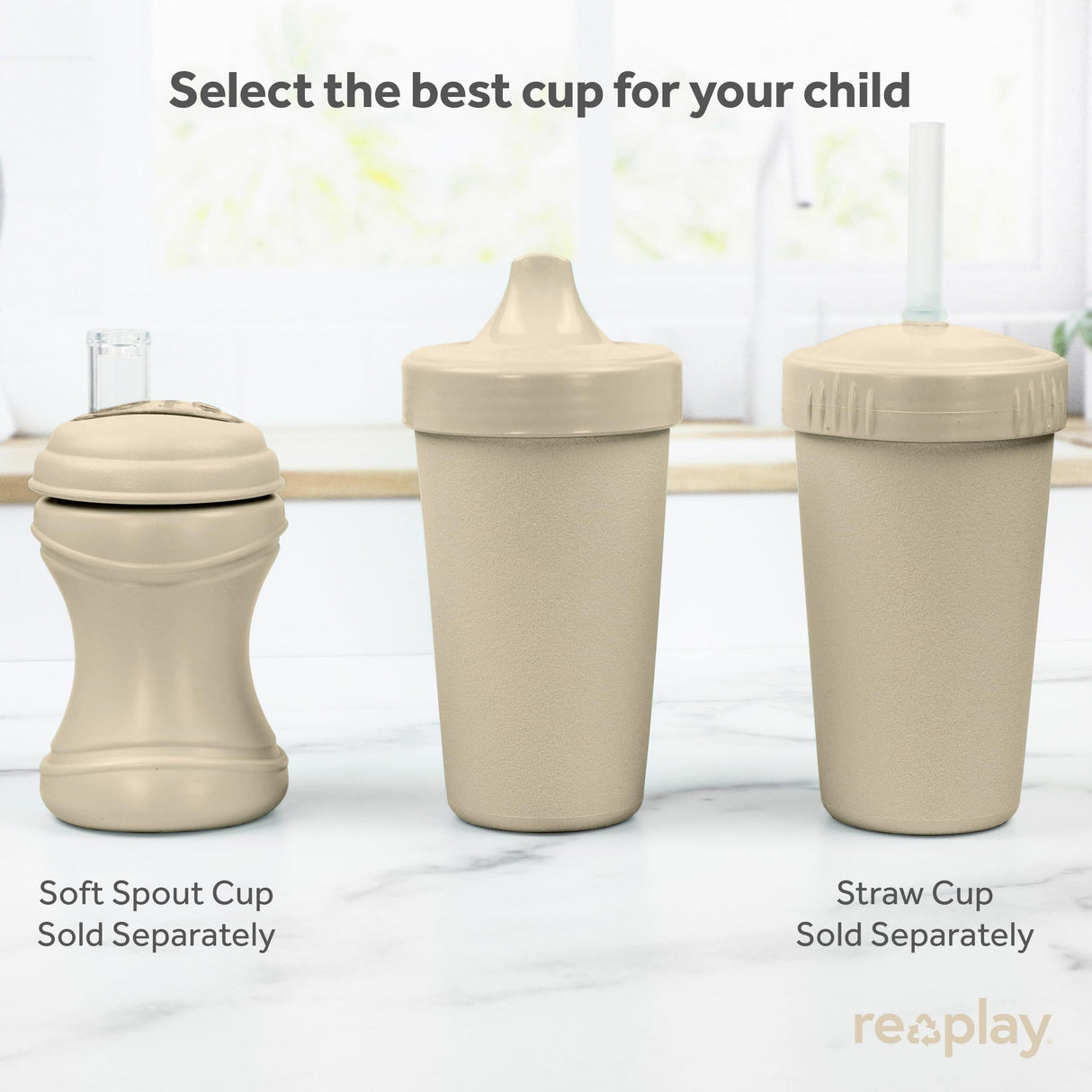 Re-Play Made in USA 10 Oz. Sippy Cups for Toddlers, Pack of 4 - Reusable Spill Proof Cups for Kids, Dishwasher/Microwave Safe - Hard Spout Sippy Cups for Toddlers 3.13" x 6.25", Desert Roses