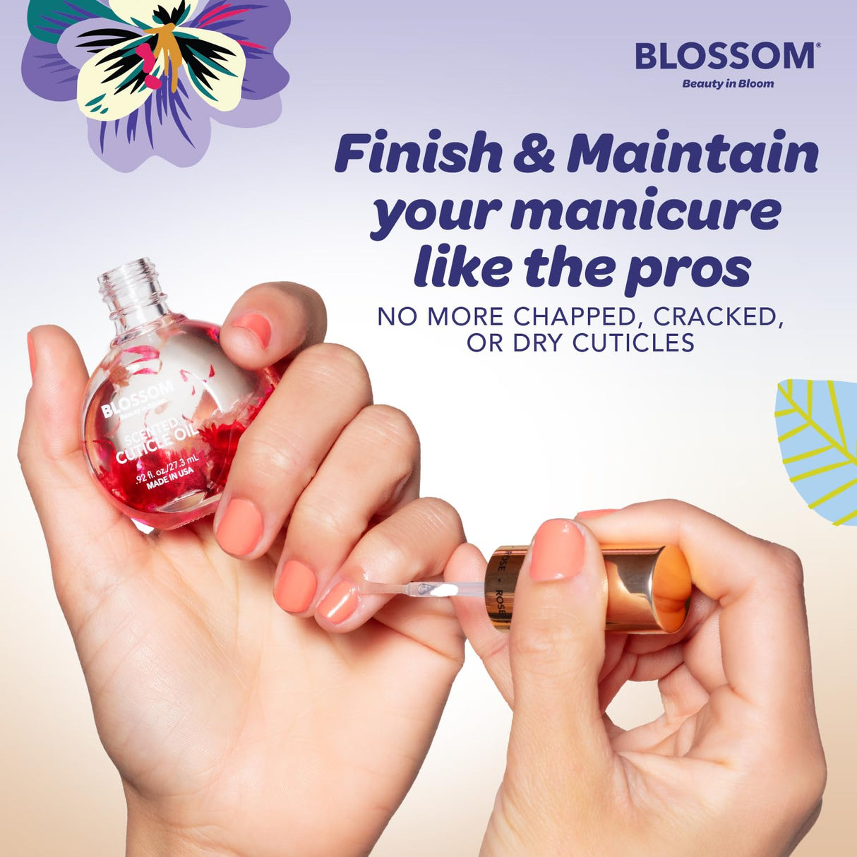Blossom Scented Cuticle Oil, Infused with Real Flowers, Hydrating, Moisturizing, Strengthening, Made in USA, 0.5 fl. oz, Amazon Exclusive, Watermelon