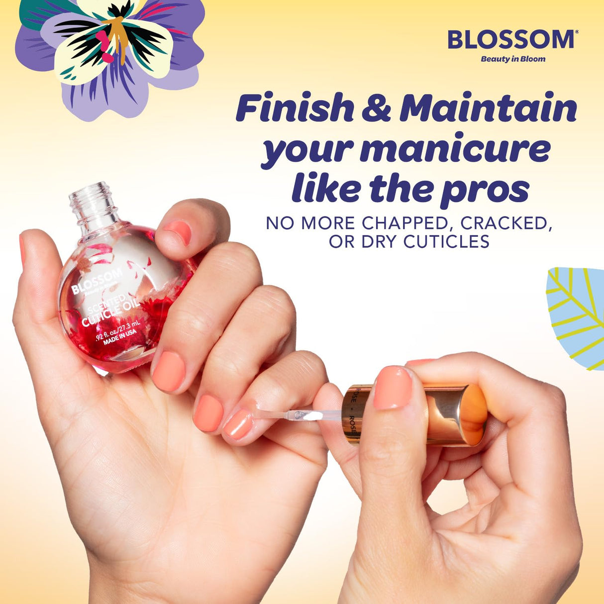 Blossom Scented Cuticle Oil, Infused with Real Flowers, Hydrating, Moisturizing, Strengthening, Made in USA, 0.5 fl. oz, Amazon Exclusive, Watermelon