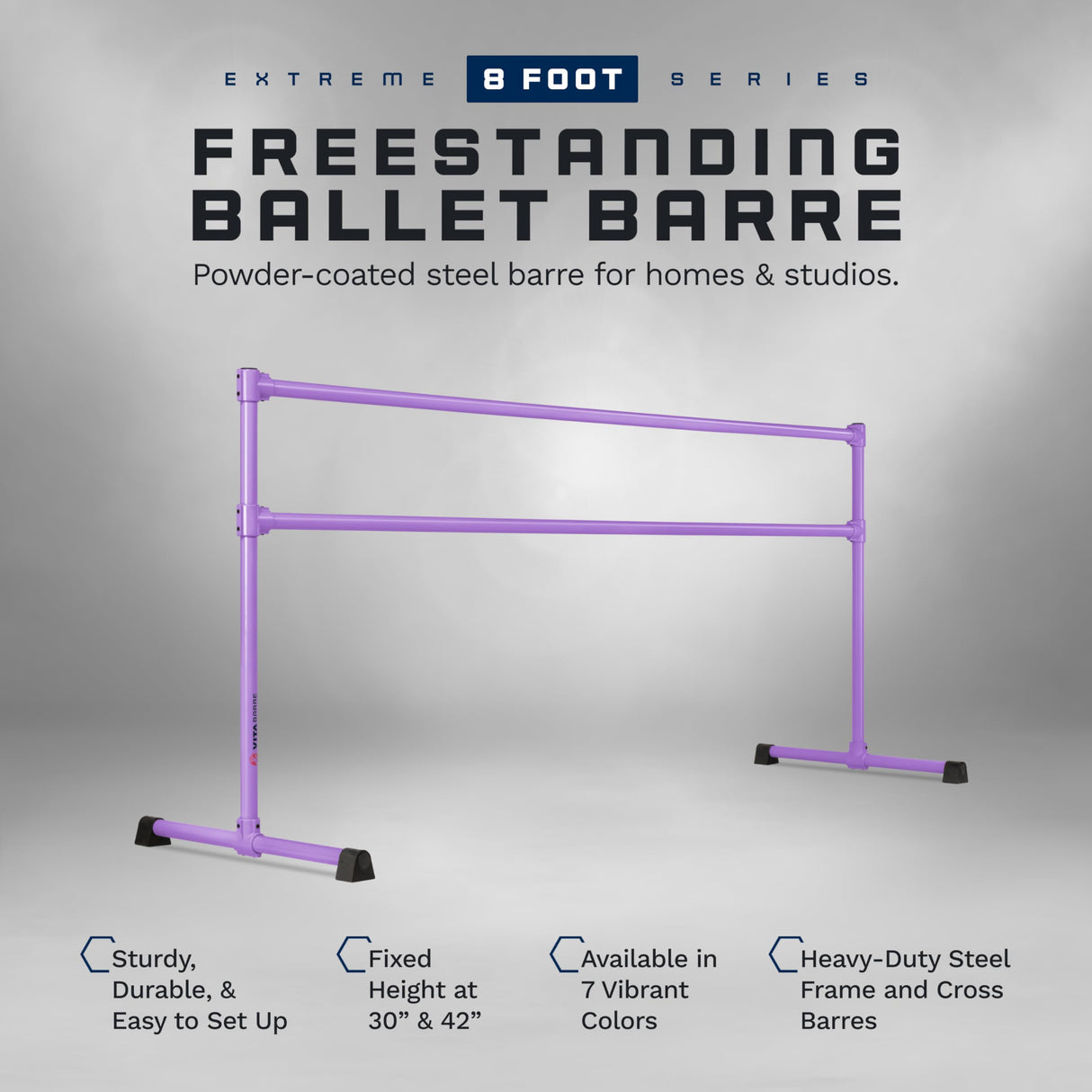 VITA Barre Portable Freestanding Double Ballet Barre, Extreme, Steel | Fixed Height, Made in USA, Home or Gym Exercise Equipment for Kids & Adults | Dance, Fitness, Pilates