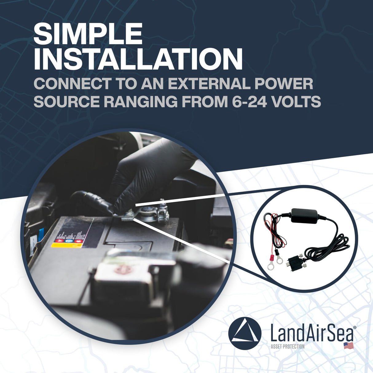 LandAirSea Hardwire Power Adapter Cable | Connects to External Power Source | Fits 54 & Overdrive Models
