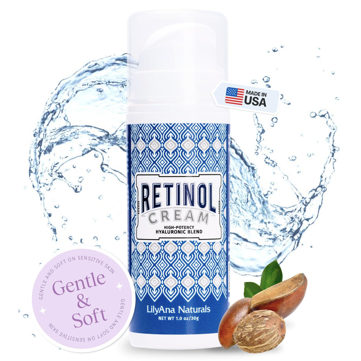 LilyAna Naturals Retinol Cream - Made in USA, Anti Aging Moisturizer for Face and Neck,Wrinkle, Retinol Complex - 1.7oz