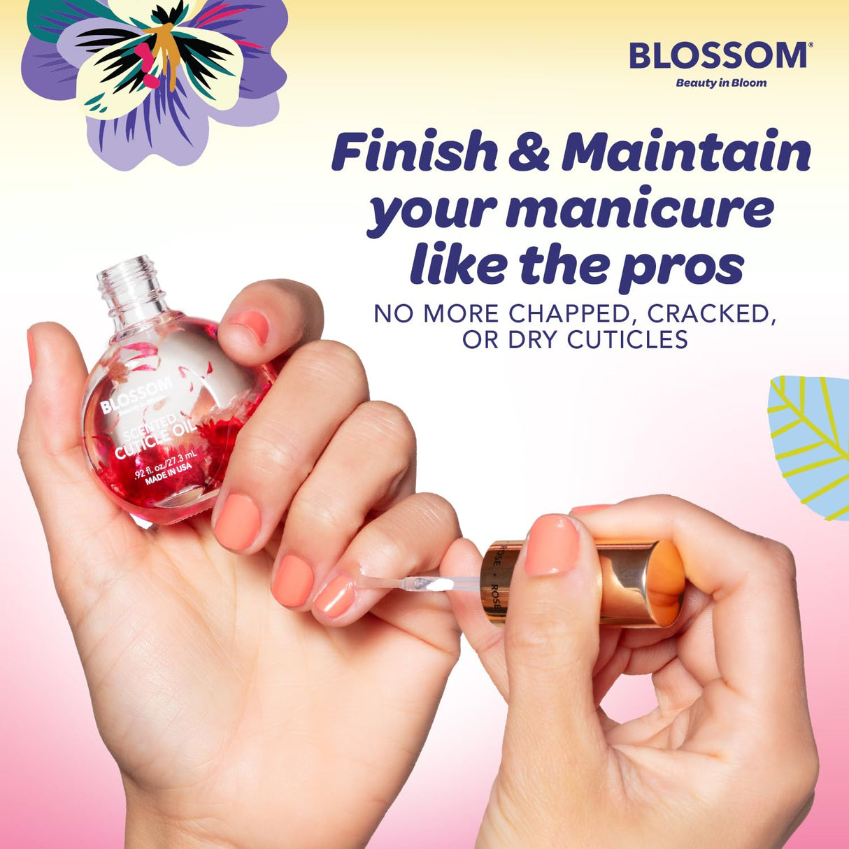 Blossom Scented Cuticle Oil, Infused with Real Flowers, Hydrating, Moisturizing, Strengthening, Made in USA, 0.5 fl. oz, Amazon Exclusive, Watermelon