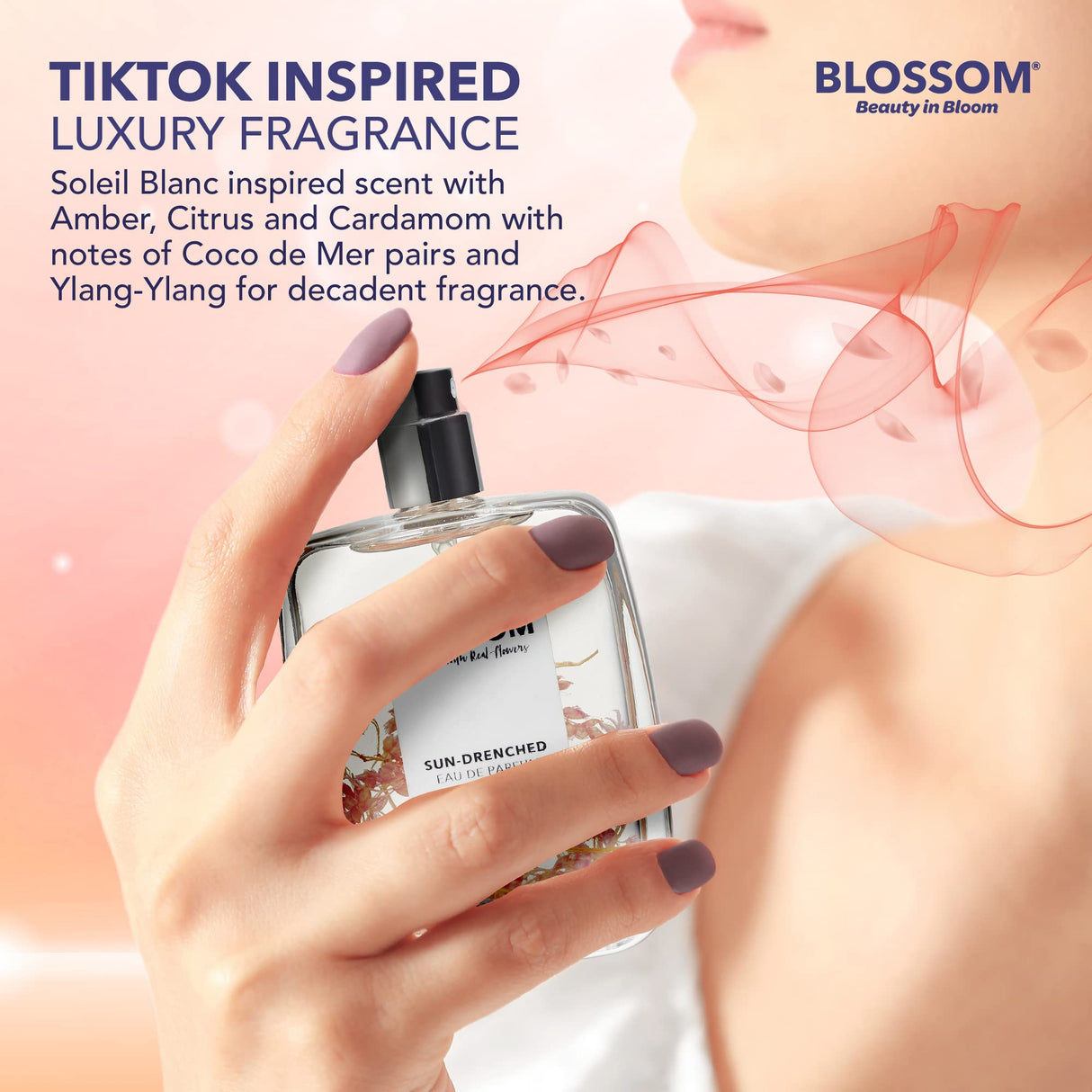 Blossom Unisex Eau De Parfum, Cruelty Free and Vegan Fragrance, Plant-based Perfume Spray, Infused with Real Flowers, Made in USA, 1.7oz, (White Calla Lily, Grapefruit, Sundrenched Flowers), Slay