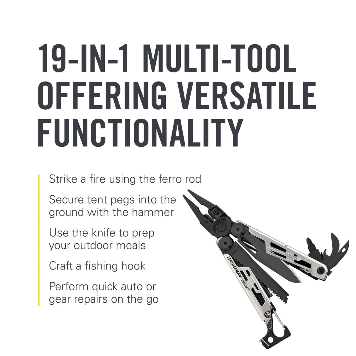 LEATHERMAN, Signal, 19-in-1 Multi-tool for Outdoors, Camping, Hiking, Fishing, Survival, Durable & Lightweight EDC, Made in the USA, Aqua/Silver with Nylon Sheath