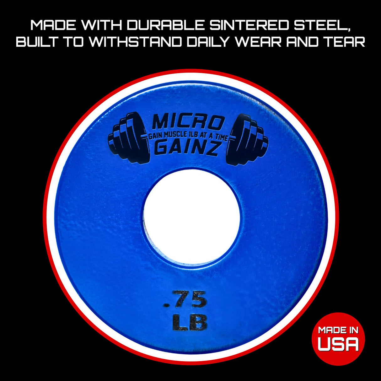Micro Gainz Standard 1-Inch Center Hole Fractional 2 Pcs Color Weight Plates, Choose (.25LB-1LB) Designed for Standard 1-Inch Dumbbell & Barbell for Strength Training, Made in USA