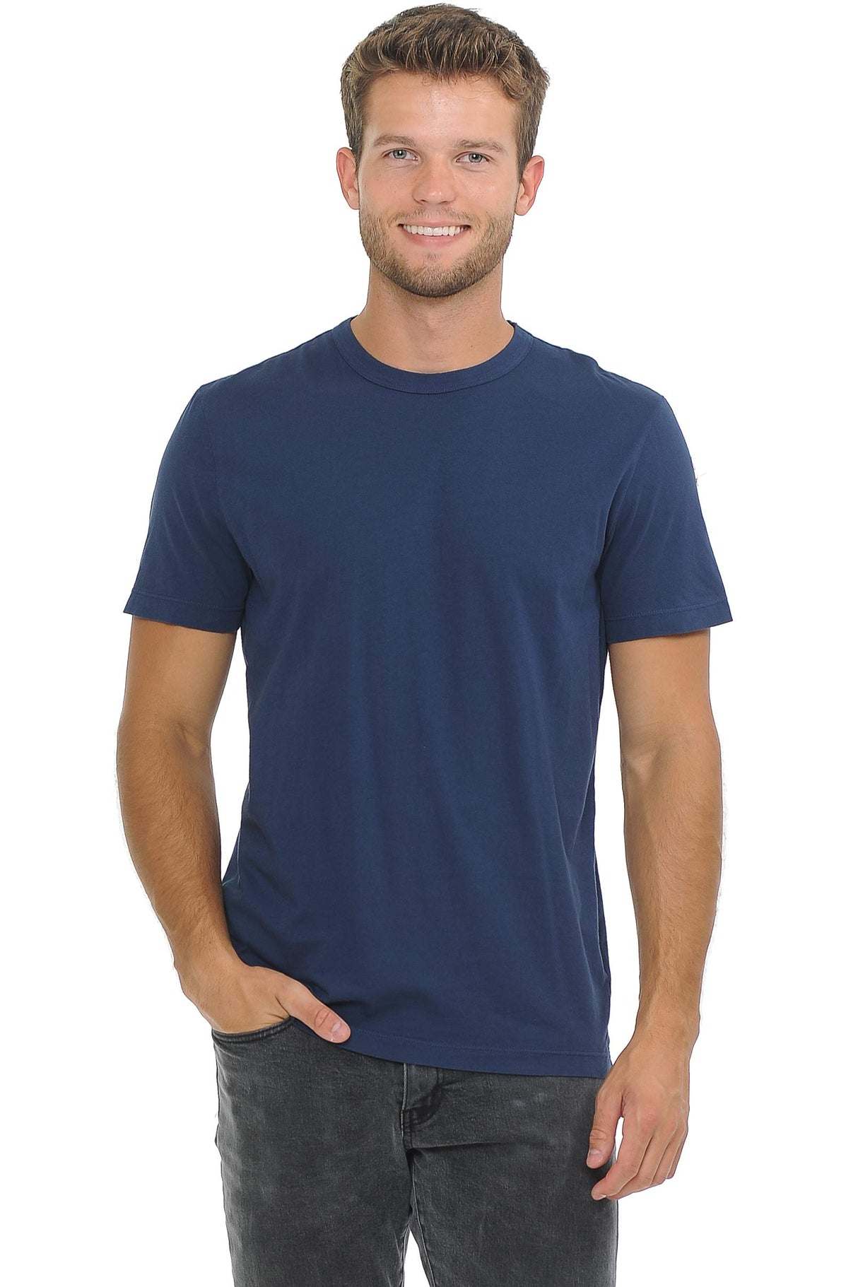 YURO-K Men's Premium Binded Neck Cotton Classic Short Sleeve Crew T-Shirt