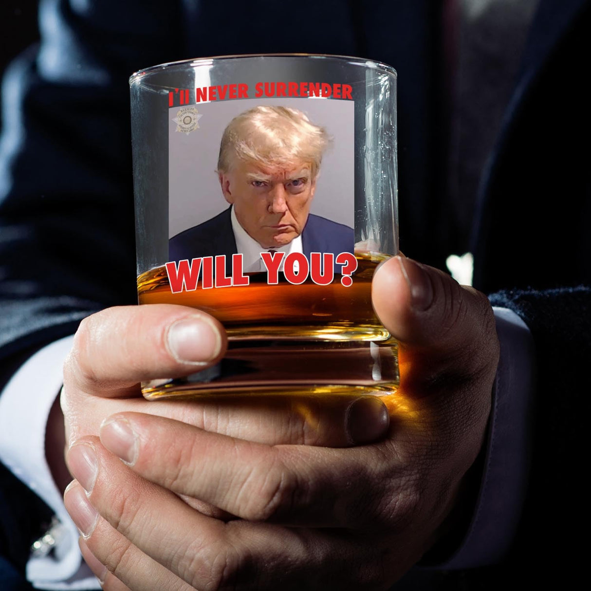 Trump Mugshot Shot Glass | Trump Lovers Gift | Gift for Him - Set of 4 (2 oz)