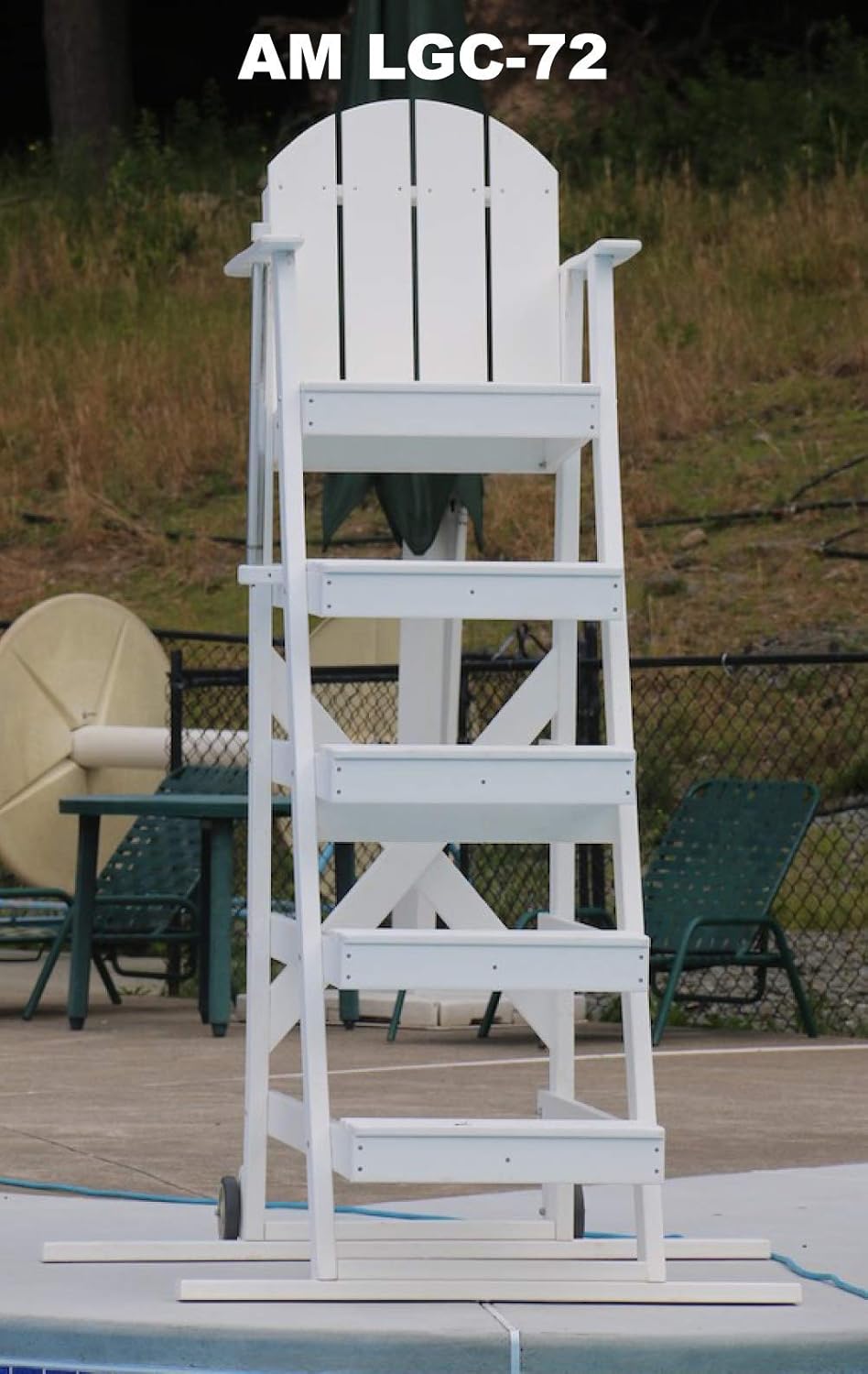 Lifeguard Chair for Pool, Lake and Beach (72") Made in The USA - Durable Recycled Plastic Lumber, Long Service Life, Comfortable with Wide Steps, Stable Platform