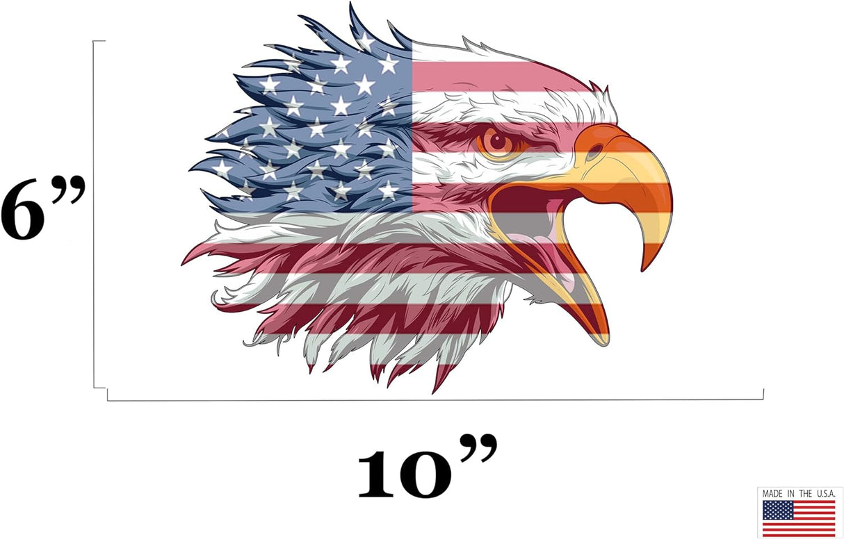 Rogue River Tactical Large 10x6 American Eagle USA Flag Die Cut and Four 3x5 Old Glory Decal Bundle Car Window Patriotic Auto Bumper Sticker Combo Set Vinyl Decal for Car Truck RV SUV Boat Support