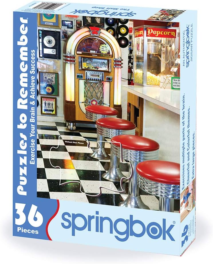 Springbok Puzzle to Remember - Alzheimer & Dementia Activity - 36 Piece Jigsaw Puzzle The Malt Shop - Made in USA
