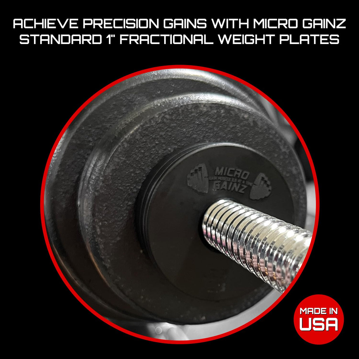 Micro Gainz 1-Inch Center Hole Standard Fractional Weights Plate Sets, 10 Piece Dumbbell & Barbell Set of Plates with Bag for Strength Training and Weight Lifting, Made In USA