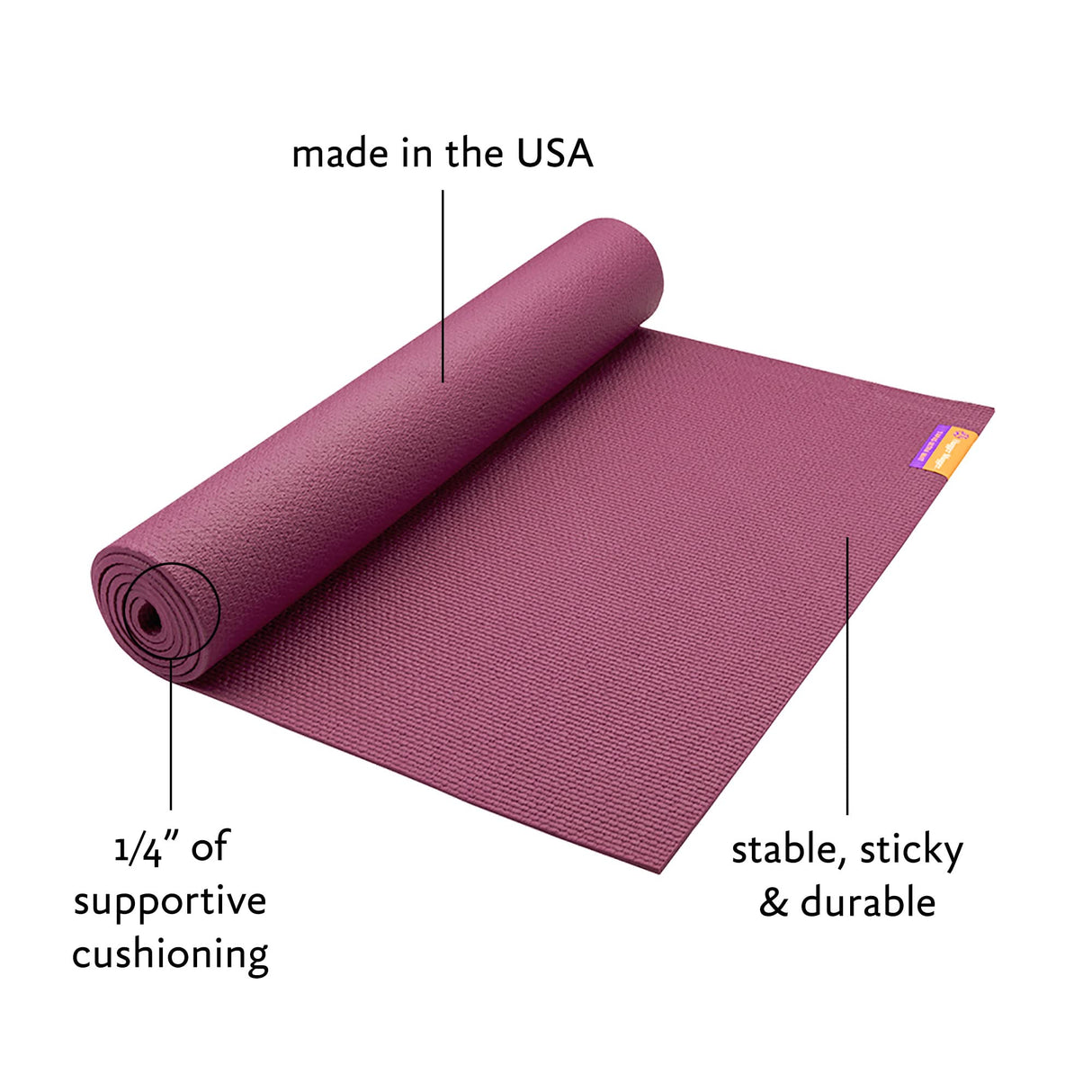 Hugger Mugger Tapas Ultra Yoga Mat - Outstanding 1/4″ Soft Cushion, Lightweight, Made in the USA Sticky Mat, Durable and Long-Lasting