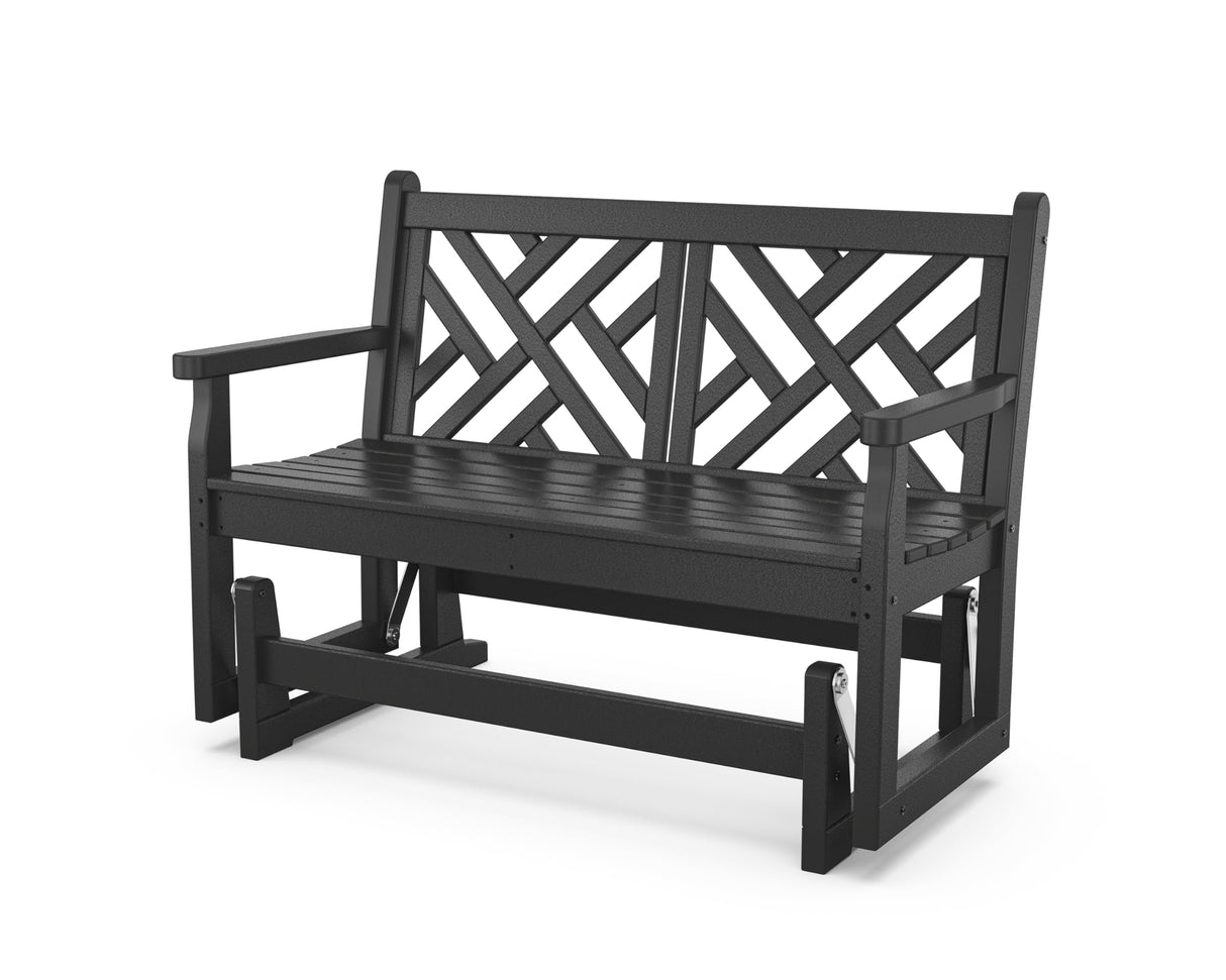 POLYWOOD CDG48BL Chippendale Glider, Black