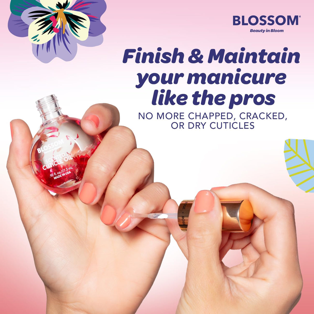 Blossom Scented Cuticle Oil, Infused with Real Flowers, Hydrating, Moisturizing, Strengthening, Made in USA, 0.5 fl. oz, Amazon Exclusive, Watermelon