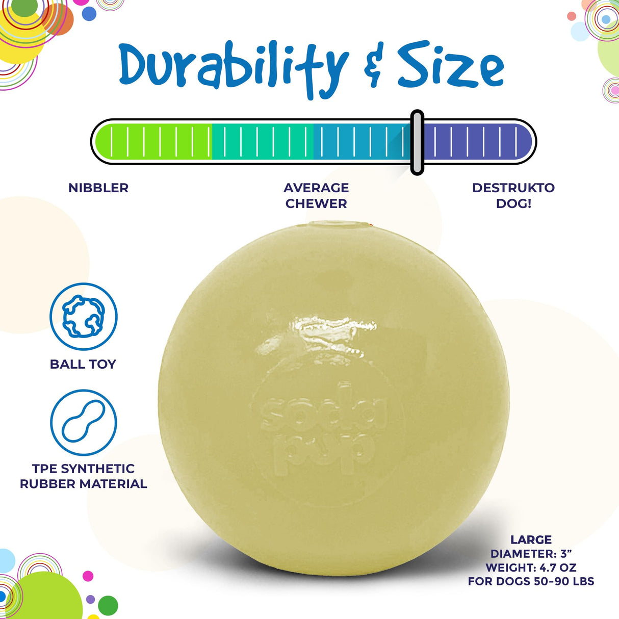 SodaPup USA-K9 Stars & Stripes – Durable Dog Ball Toy & Chew Toy Made in USA from Non-Toxic, Pet-Safe, Food Safe Natural Rubber for Bonding, Mental & Physical Exercise, Problem Chewing, Calming & More