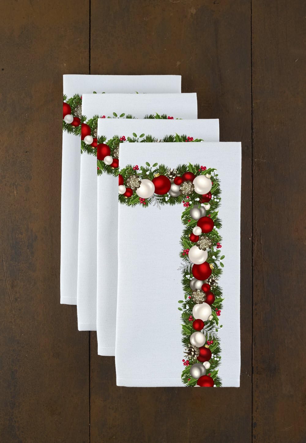 Fabric Textile Products Christmas Garland Border Napkins 18"x18" - 1 Dozen