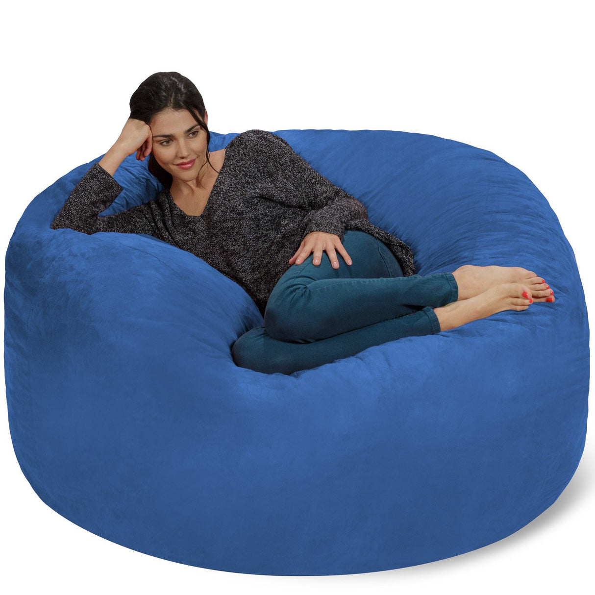 Chill Sack Bean Bag Chair: Giant 5' Memory Foam Furniture Bean Bag - Big Sofa with Soft Micro Fiber Cover - Black