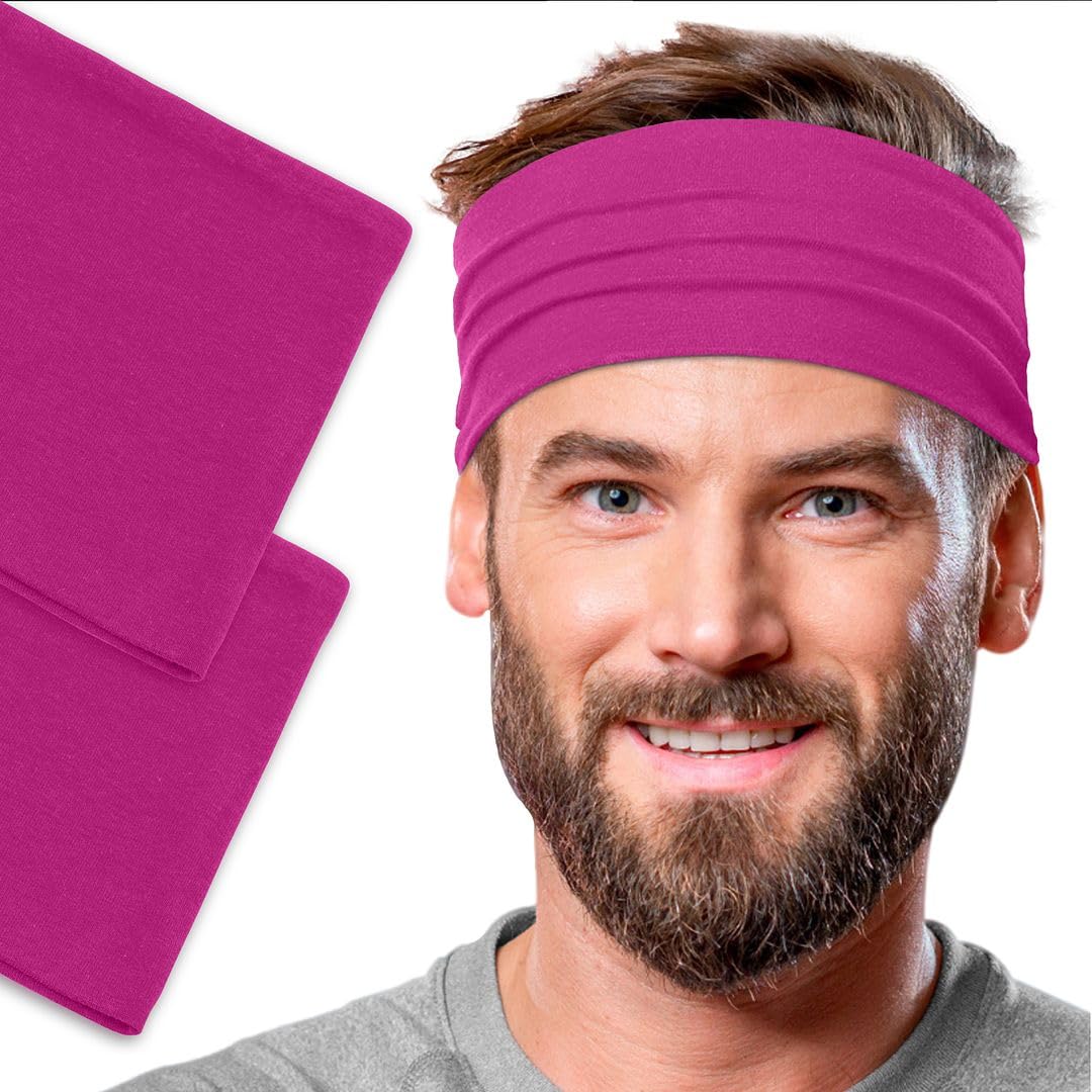 Men's Cotton Headbands Sweatbands 5" Wide Sports Fitness Yoga Fashion Made in USA