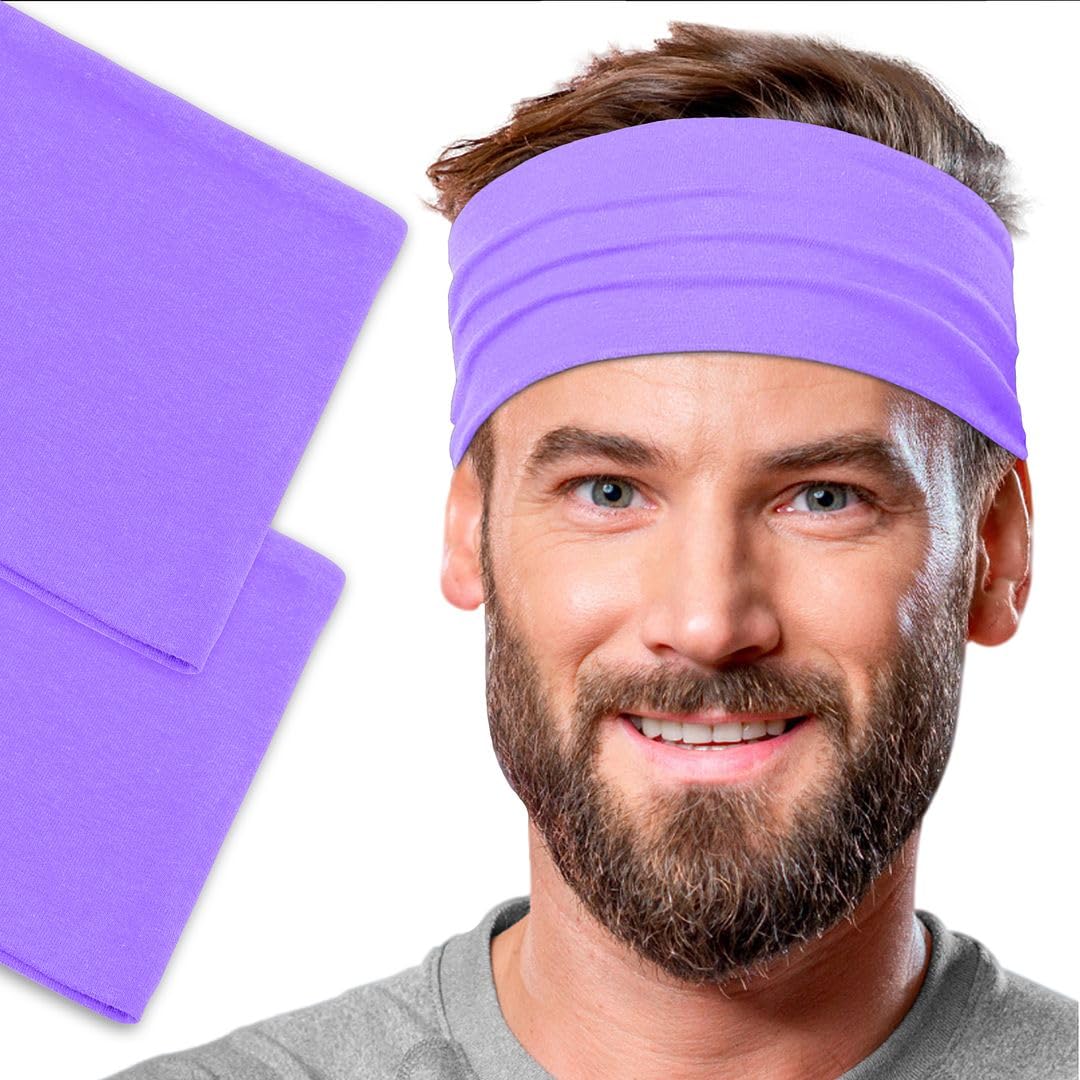 Men's Cotton Headbands Sweatbands 5" Wide Sports Fitness Yoga Fashion Made in USA