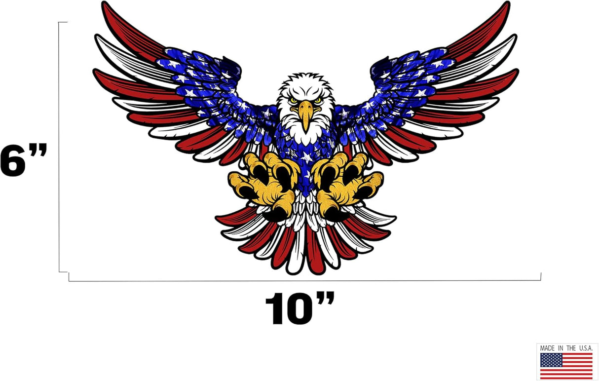 Rogue River Tactical Large 10x6 American Eagle USA Flag Car Decal Window Die Cut and Four USA 3x5 Patriotic Auto Bumper Bundle Sticker Vinyl Decal for Car Truck RV SUV Boat Support US Military Combo
