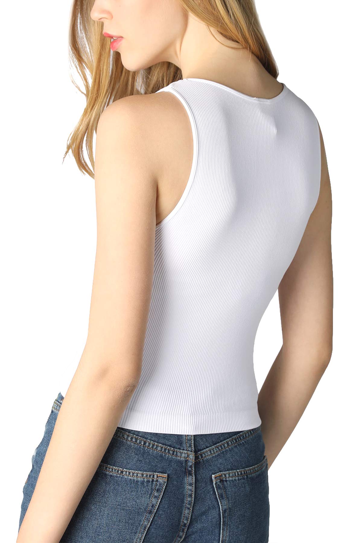 NIKIBIKI Women Seamless High Neck Ribbed Crop Top, Made in U.S.A, One Size