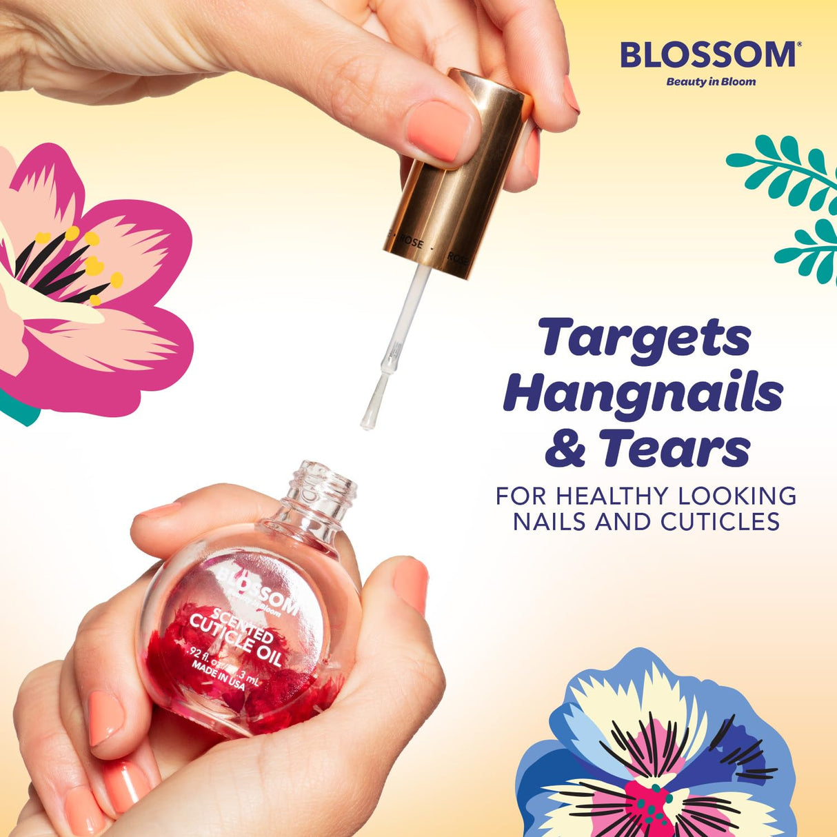 Blossom Scented Cuticle Oil, Infused with Real Flowers, Hydrating, Moisturizing, Strengthening, Made in USA, 0.5 fl. oz, Amazon Exclusive, Watermelon