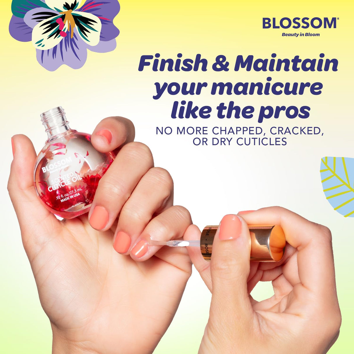 Blossom Scented Cuticle Oil, Infused with Real Flowers, Hydrating, Moisturizing, Strengthening, Made in USA, 0.5 fl. oz, Amazon Exclusive, Watermelon