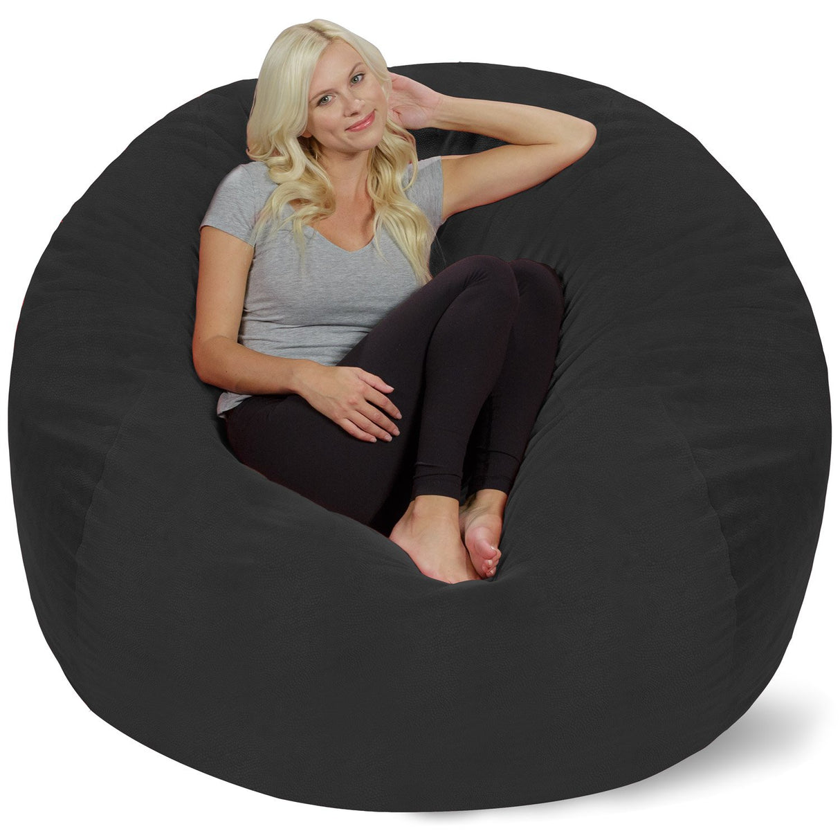 Chill Sack Bean Bag Chair: Giant 5' Memory Foam Furniture Bean Bag - Big Sofa with Soft Micro Fiber Cover - Black