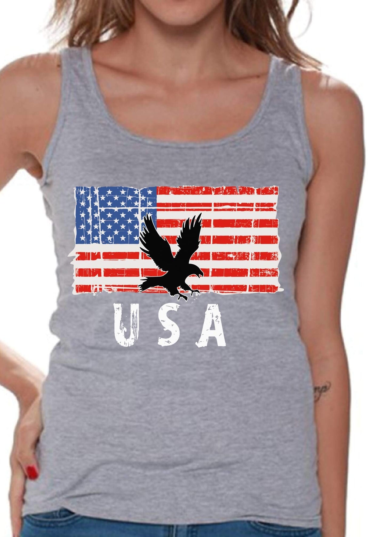 Awkward Styles Eagle USA Women Tank Top Made in The USA Military Shirt for Women