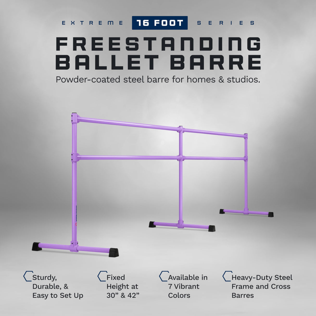 VITA Barre Portable Freestanding Double Ballet Barre, Extreme, Steel | Fixed Height, Made in USA, Home or Gym Exercise Equipment for Kids & Adults | Dance, Fitness, Pilates
