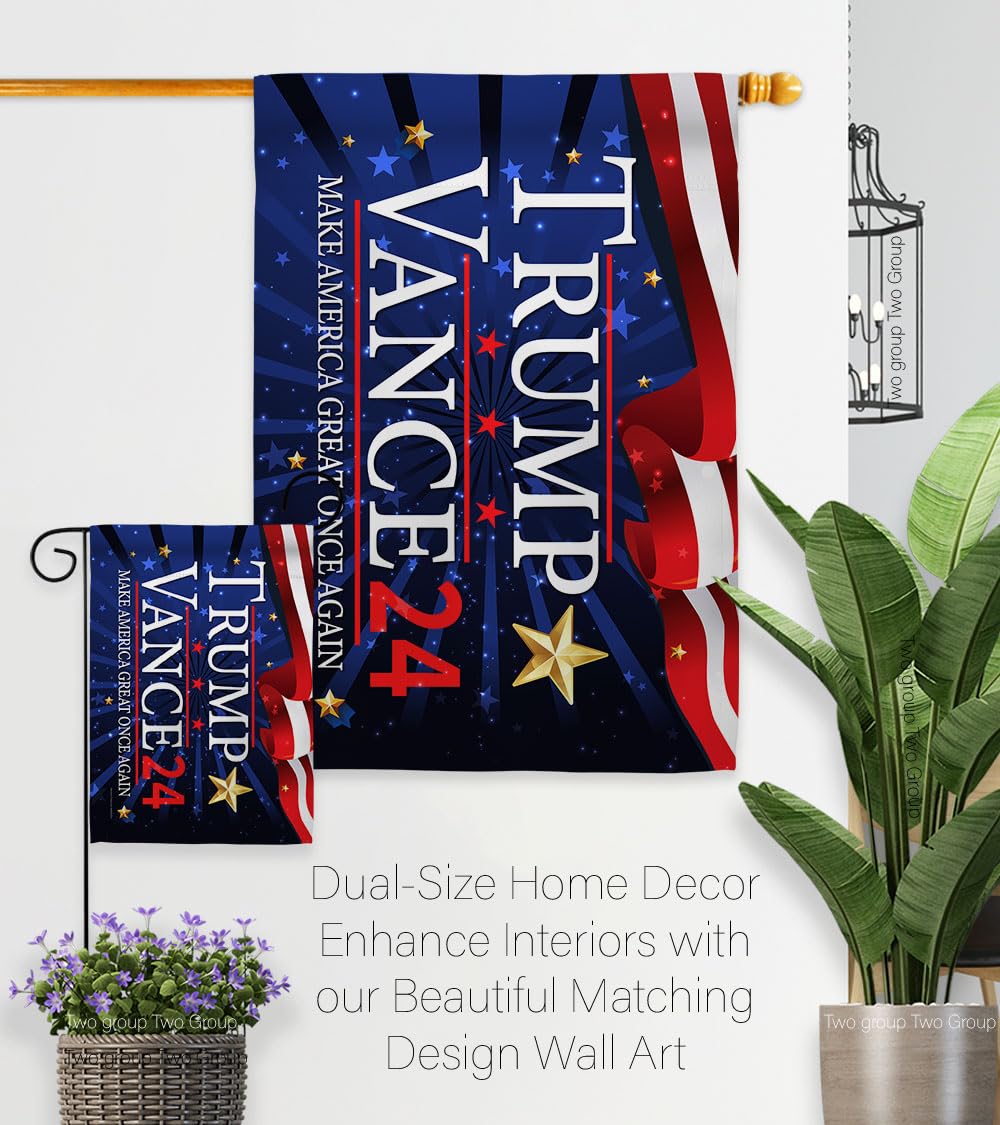 Trump Vance Flag Yard Sign Wall Art Lawn Home Tapestry Patio Poster Rally Shooting 2024 President 47 MAGA Garden Patriotic Outdoor Decorations, Republican Gift Made in USA