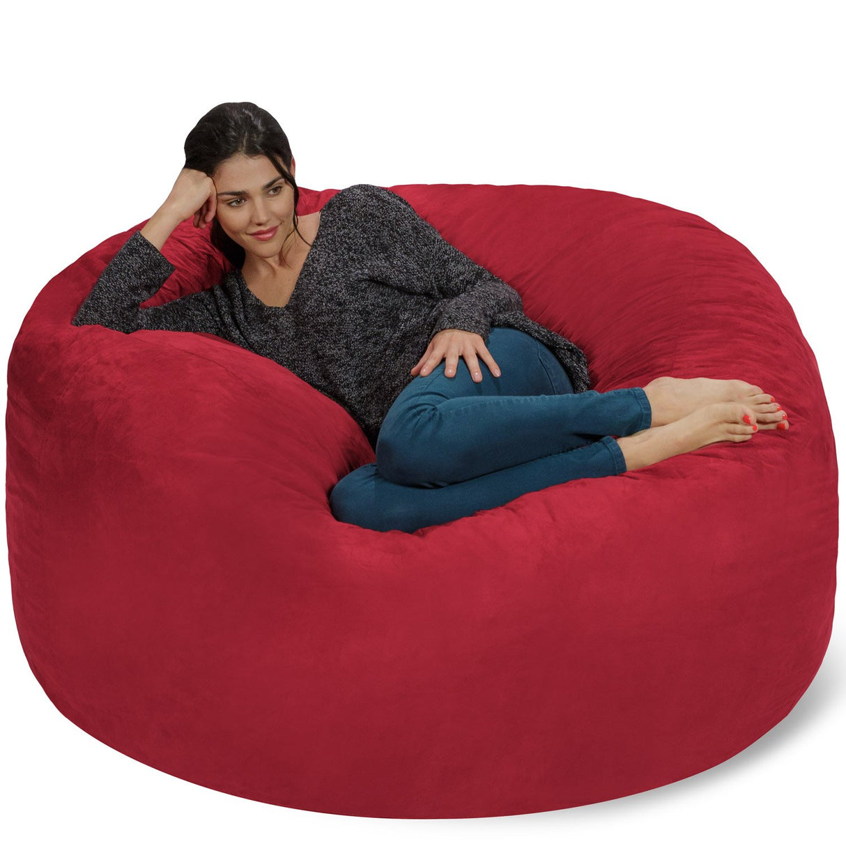 Chill Sack Bean Bag Chair: Giant 5' Memory Foam Furniture Bean Bag - Big Sofa with Soft Micro Fiber Cover - Black